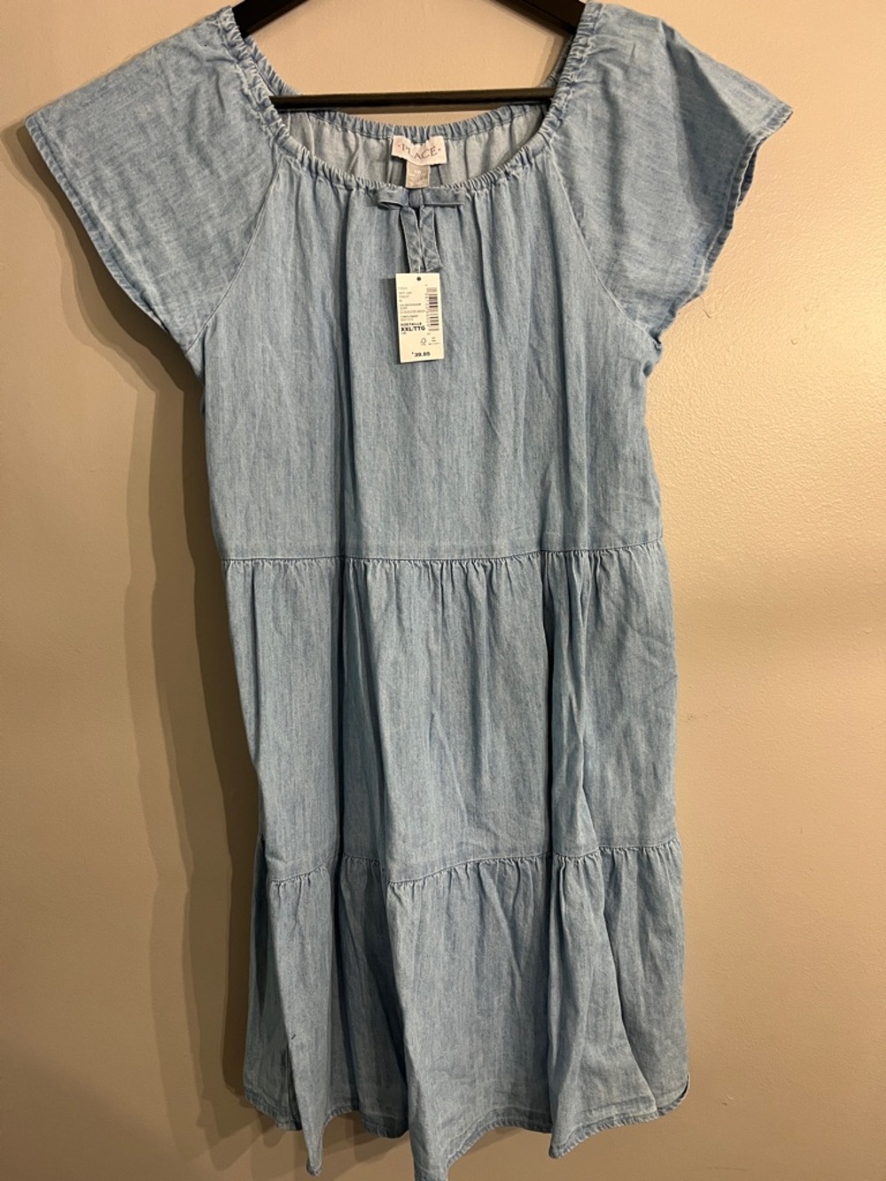 Indigo Light Blue Chambray Tiered Dress for Girls